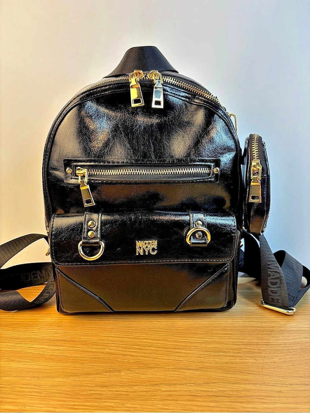 Madden NYC Dome Backpack with Detachable Rhinestone Pouch Black Like New